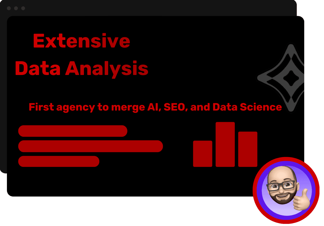 Extensive data analysis with AI-driven SEO strategies—first agency to integrate AI, SEO, and data science for competitive growth.